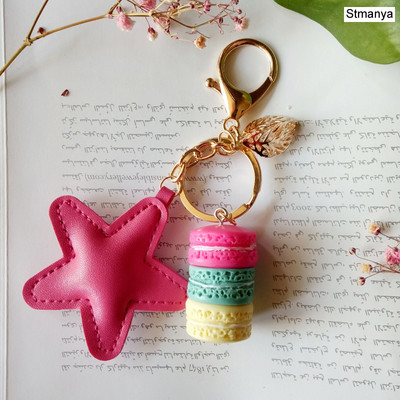 Naiste kook Võtmehoidja Mood Armsad prantsuse kondiitritooted Võtmehoidja Kott Charm Auto võtmehoidja Pulmapeo kingitus Ehted 17278