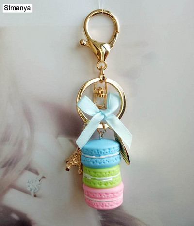 Naiste kook Võtmehoidja Mood Armsad prantsuse kondiitritooted Võtmehoidja Kott Charm Auto võtmehoidja Pulmapeo kingitus Ehted 17278