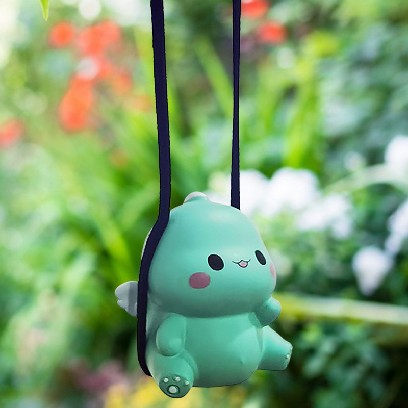 Swing dinoszaurusz autós medál, felakasztható visszapillantó tükrök varázslatok aranyos autó hátulnézeti kiegészítők Kawaii autódísz belső térben