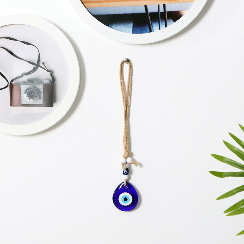 Sötétkék függő autóbűvös dísz a visszapillantó tükörhöz üvegben, áldásos díszben Evil Eye Negatív energiát tükröző dísz