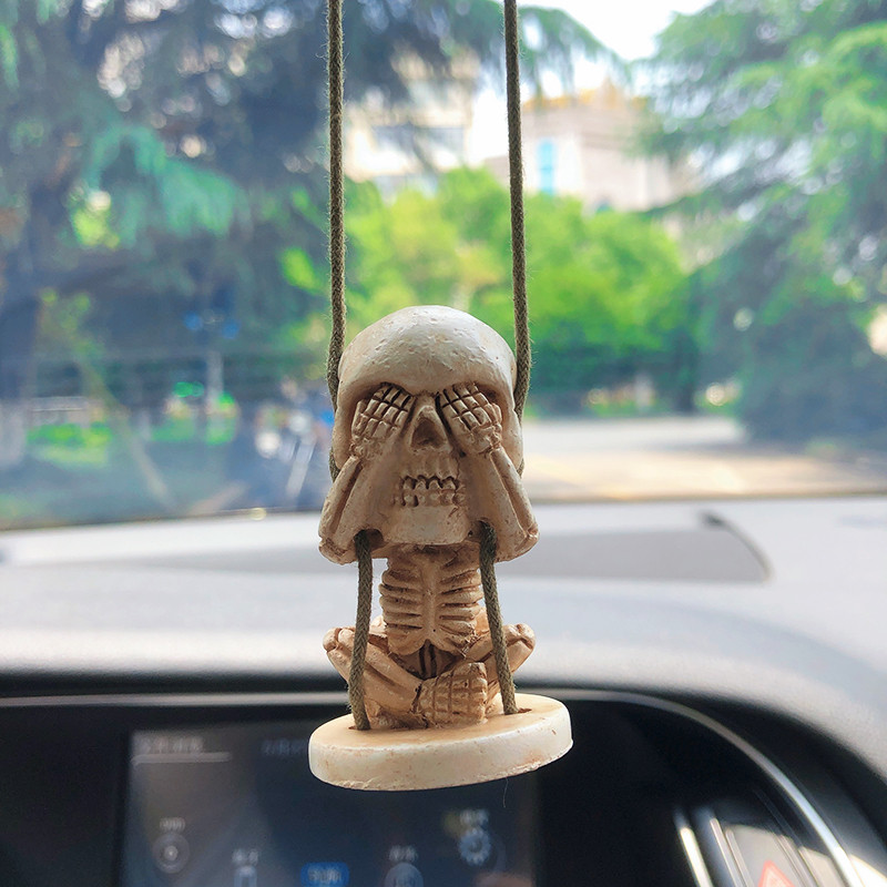 Αστεία Swing Skeleton Εσωτερική διακόσμηση αυτοκινήτου Ghost Resin Skeleton Auto Rearview Mirror κρεμαστό για αξεσουάρ αυτοκινήτου Εσωτερικό