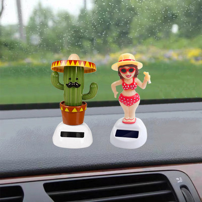 Kaktuss Automātiski šūpojošs Saules Saules Ziedu Augs Rotaslietas Automašīnu interjeri Rotājumi Dejojošas Lelles Figūriņas Miniatūra Auto Mājas Apdare