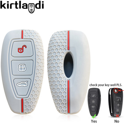 Silikona automašīnas atslēgas korpusa apvalks priekš Ford Kuga Focus Mk3 Mk4 Mondeo Fiesta Titanium Ecosport Transit MK8 vāciņa tālvadības pults piederumi