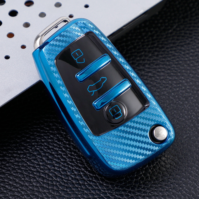 Husă pentru chei de mașină din TPU din fibră de carbon pentru Audi A1 A3 A4 A5 Q7 A6 C5 C6 Suport pentru mașină Telecomandă inteligentă pentru mașină Accesorii pentru interior