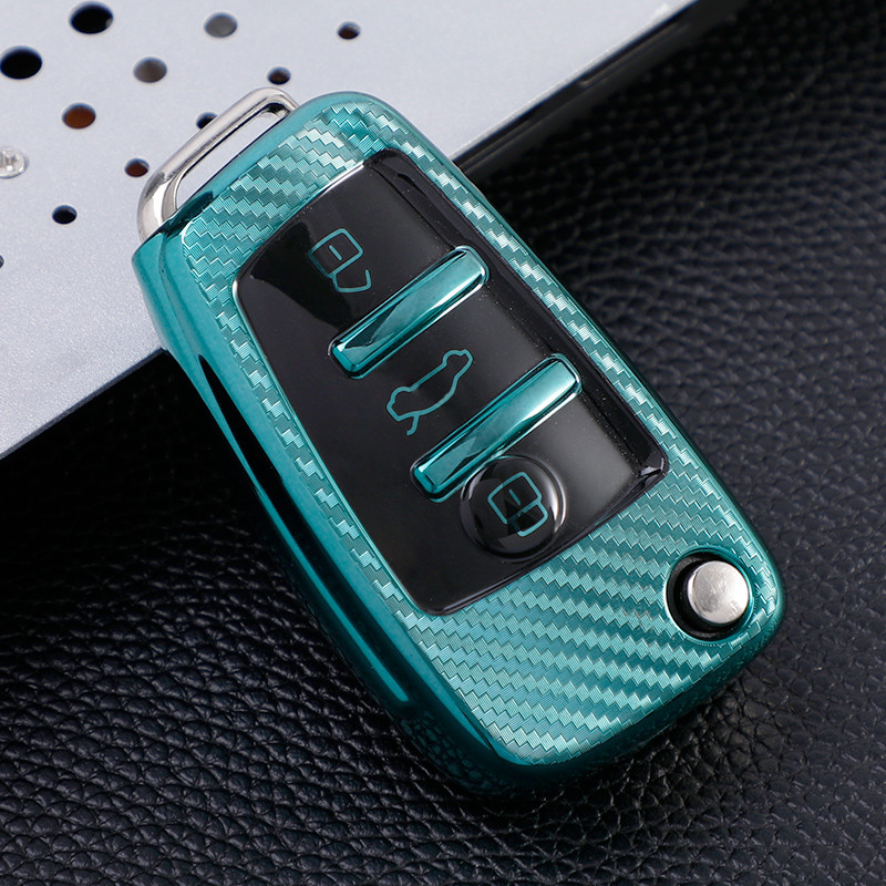 Husă pentru chei de mașină din TPU din fibră de carbon pentru Audi A1 A3 A4 A5 Q7 A6 C5 C6 Suport pentru mașină Telecomandă inteligentă pentru mașină Accesorii pentru interior
