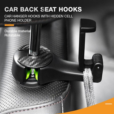 Back Hook 2 In 1 Car Headrest Hook with Phone Holder Seat Back Hanger for Bag Handbag  Car Hooks Seat Back Hook