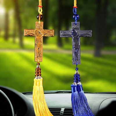 Ornament pentru mașină pandantiv cristal Isus Hristos cruce creștinism interior auto oglindă retrovizoare accesoriu de decorare cadouri agățate