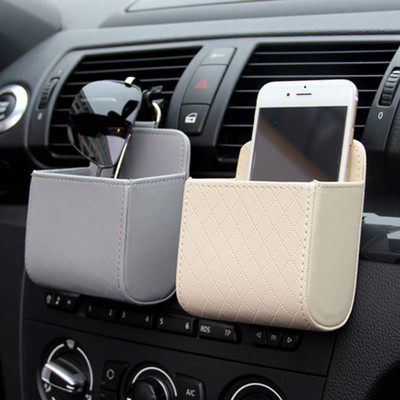 PU Leather Car Air Outlet Hanging Storage Box for Mobile Phone Bag Car Mobile Phone Holder Auto Interior Decoration Accessories