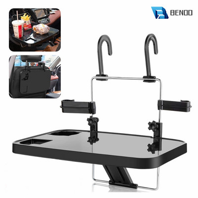 BENOO Black Silver Foldable Car Seat Back Tray for Food Dining Drink and Laptop Desk Portable Hanging Car Steering Wheel Table