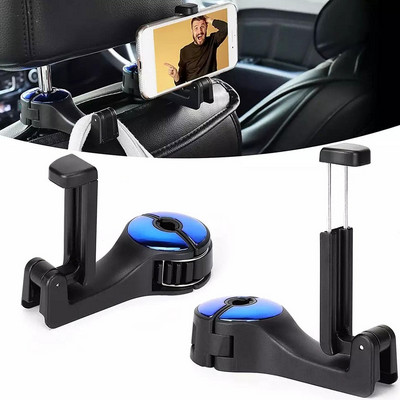 2 viename automobilio galvos atramos kablys automobiliniam daugiafunkciam galiniam automobiliui mobiliojo telefono laikiklio kabliukas rankinei rankinei Nešiojamas daugiafunkcis kabliukas