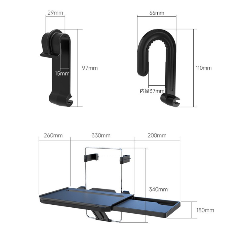 ABS sklopiva stražnja ladica za stol za hranu, piće i prijenosno računalo, prijenosni viseći stol za volan automobila