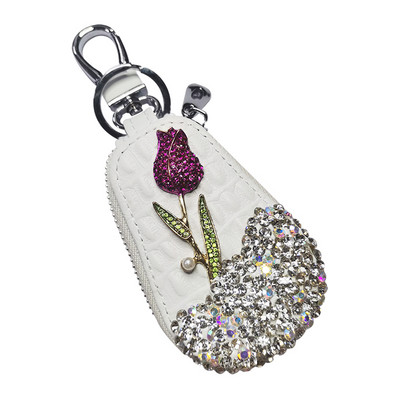 1 buc. Suport chei pentru mașină cu flori, cutie de depozitare, brelocuri cu diamante de cristal, capac pentru chei, geantă pentru chei de la distanță pentru accesorii de interior BMW Lada