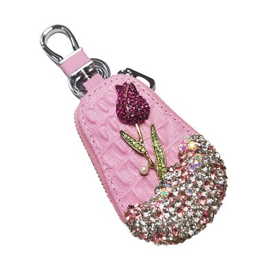 1 buc. Suport chei pentru mașină cu flori, cutie de depozitare, brelocuri cu diamante de cristal, capac pentru chei, geantă pentru chei de la distanță pentru accesorii de interior BMW Lada