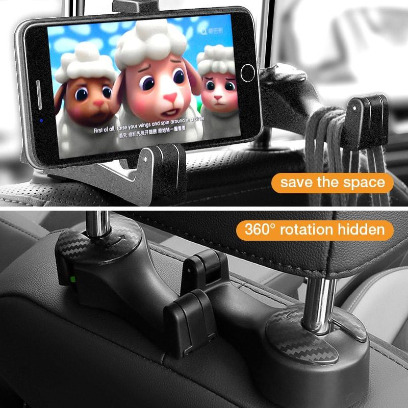 1 kom Vješalica za naslon sjedala za torbu, torbicu, torbicu, krpu za namirnice, sklopive kopče, organizator, kuku za naslon automobila, kuku za naslon za glavu s držačem za telefon