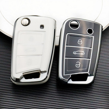 TPU Car Flip Key Case Shell για VW Volkswagen Golf 7 MK7 Tiguan MK2 για Seat Ateca Leon FR 2 Ibiza Skoda Octavia Keyless