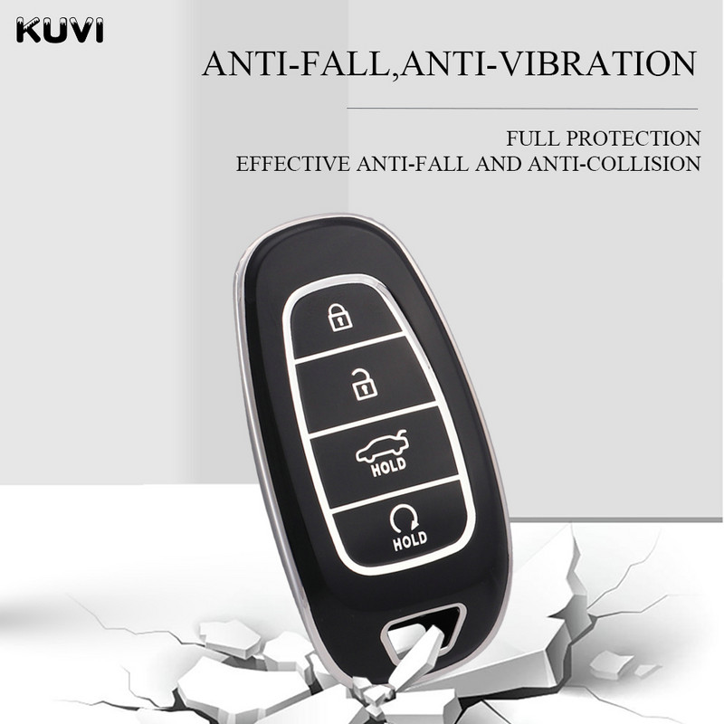 Husa pentru chei inteligente de masina din TPU cu 4 butoane pentru Hyundai Tucson Solaris Sonata Hybrid NEXO NX4 Santafe dn8 2020 2021 2022 Accesorii