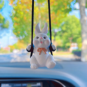Gyanta Anime Swing Rabbit autó belső medál aranyos virág kosár hinta nyúl automatikus visszapillantó tükör dekoráció autós kiegészítők