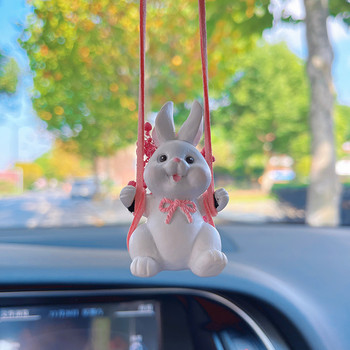 Ρητίνη Anime Swing Rabbit Car Εσωτερικό μενταγιόν Χαριτωμένο καλάθι λουλουδιών Swing Rabbit Auto Rearview Mirror Αξεσουάρ αυτοκινήτου