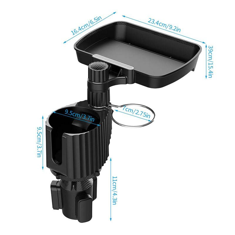Višenamjenski držač za čaše u automobilu s pladnjem koji se može pričvrstiti, zakretni za 360, podesivi pladanj za hranu u automobilu, stol za držače čaša, ekspander