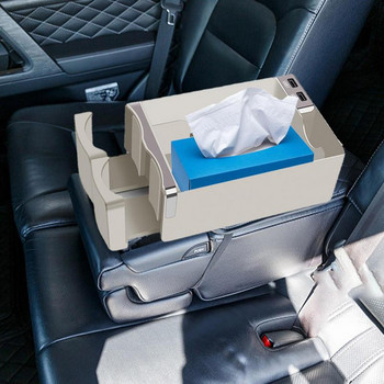 Κιβώτιο αποθήκευσης υποβραχιόνιου αυτοκινήτου με USB φόρτιση αυτόματης κονσόλας Πλαϊνή οργάνωση θήκης Car Tissue Box Water ποτηροθήκη Αξεσουάρ εσωτερικού αυτοκινήτου