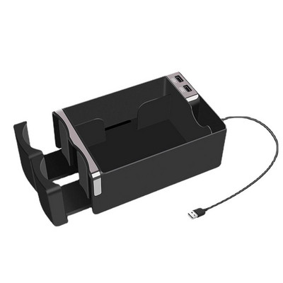 Automobilio porankio laikymo dėžutė su USB įkrovimu Auto konsolės šoninis tvarkytuvas Automobilio audinių dėžutė vandens puodelio laikiklis Automobilio interjero priedai