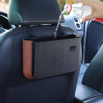 Висящо кошче за боклук на облегалката на седалката с нов сгъваем органайзер за съхранение на автомобили Водоустойчива малка масичка Удобна чанта за автоматично съхранение