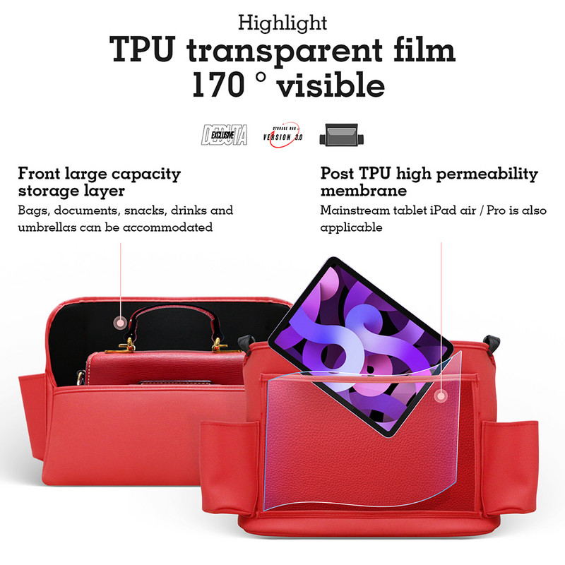 Automobilio galinės sėdynės laikiklis Vaikų laikymo krepšys Automobilio galinės sėdynės dangtelio apsauga su jutikliniu ekranu, planšetinio kompiuterio laikikliu, interjero priedai