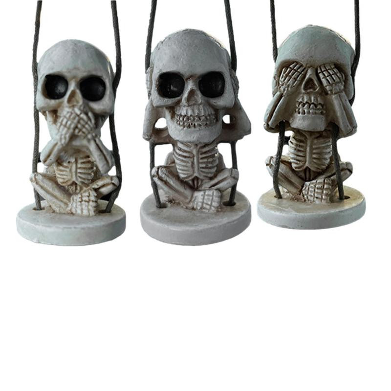 Kaukolės automobilio pakabukas Helovino siūbuojantis galinio vaizdo veidrodinis pakabukas automobilio pakabukas interjeras galinio vaizdo veidrodis žavus automobilio priedai