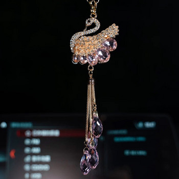 Car Charms Red Diamond Swan Crystal Car Rear View Mirror Κρεμαστό Bling Αξεσουάρ αυτοκινήτου για γυναίκες Ανδρικά Αυτοκίνητα Εσωτερικό Deco