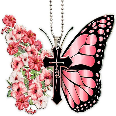 2db Butterfly Cross függő dekoráció autóhoz napraforgó pillangó autós bűbáj Hátulsó tükör Kiegészítők Autóbelső medál