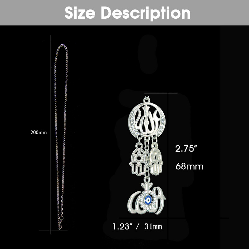 Accesorii pentru autoturisme islam musulman Allah Hamsa Mâna lui Fatima Turcia Evil Eye Car Pendant suspendat Ornamente pentru oglindă retrovizoare