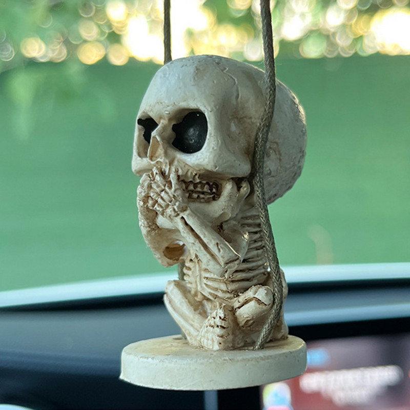 Autó Hátsó tükrök Csontváz Kézműves Horror Halloween Party Koponya Dísz Kulcstartó Bűbáj Ünnepi dekorációk