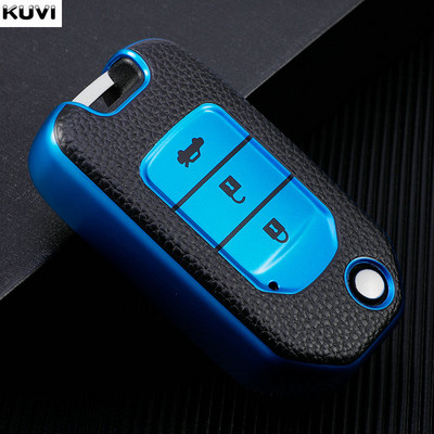 Δερμάτινο + TPU Κάλυμμα θήκης κλειδιού αυτοκινήτου για Honda CivIc HRV CRV XRV Crider Odyssey 2015-2018 Remote Key Protection