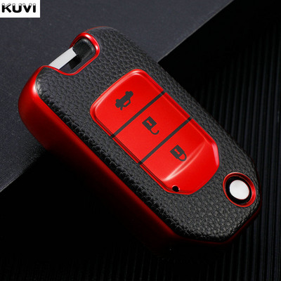 Δερμάτινο + TPU Κάλυμμα θήκης κλειδιού αυτοκινήτου για Honda CivIc HRV CRV XRV Crider Odyssey 2015-2018 Remote Key Protection