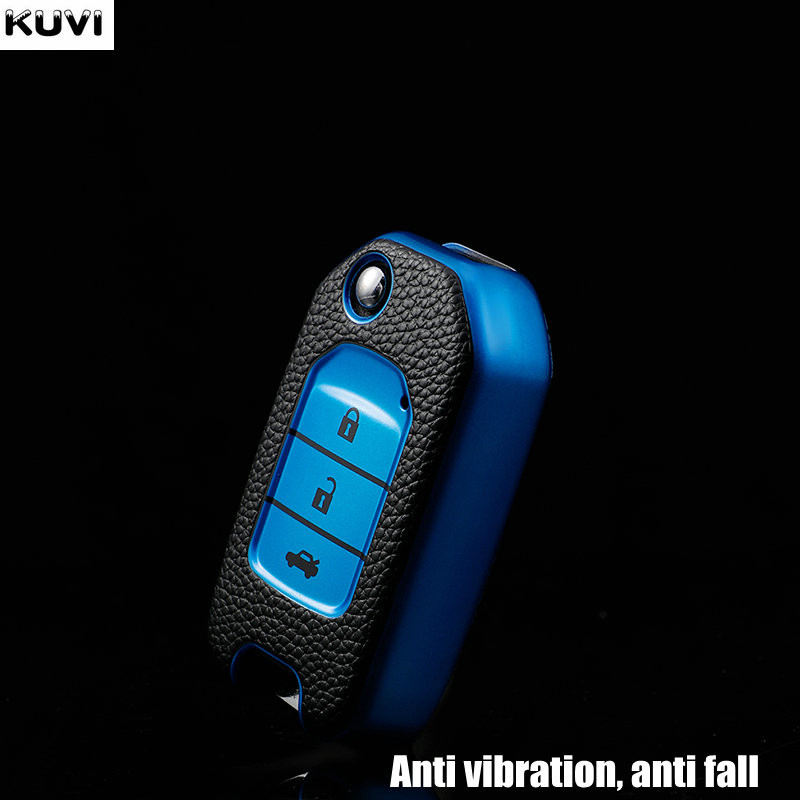 Δερμάτινο + TPU Κάλυμμα θήκης κλειδιού αυτοκινήτου για Honda CivIc HRV CRV XRV Crider Odyssey 2015-2018 Remote Key Protection