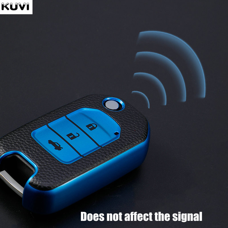 Δερμάτινο + TPU Κάλυμμα θήκης κλειδιού αυτοκινήτου για Honda CivIc HRV CRV XRV Crider Odyssey 2015-2018 Remote Key Protection