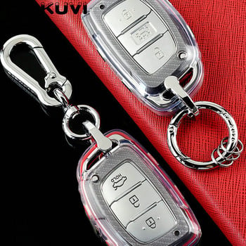 Τσάντα καλύμματος θήκης κλειδιού αυτοκινήτου TPU για Hyundai IX25 IX35 I20 I30 I40 hb20 Santa Fe Creta Solaris 2017 Αξεσουάρ κελύφους 3 κουμπιών