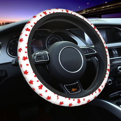 38 cm vairo gaubtai raudono klevo lapo rudeninė pynė ant vairo dangtelio automobilio apdaila, madingas automobilio aksesuaras