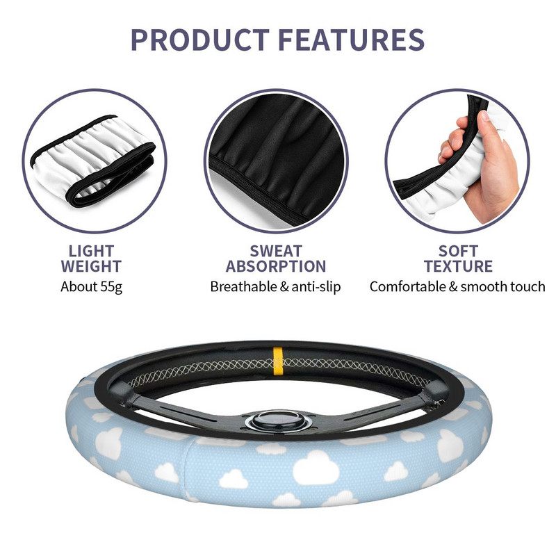 Capacul volanului mașinii Clouds 38cm Protector auto universal pentru volan Accesorii de interior potrivite pentru stilul mașinii
