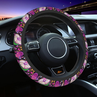 Krāsains sēņu automašīnas stūres rata pārsegs 38 cm pretslīdes auto stūres rata aizsargs Modes auto apdares auto piederumi
