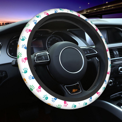 Spalvinga ranka spausdinta automobilio vairo dangtelis 37-38 elastingas animacinis filmas Mieli madingi automobilių stiliaus automobilių priedai