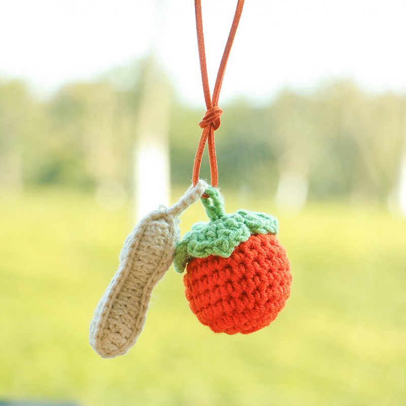 Nėrimo automobilio priedai Galinio vaizdo veidrodžio priedai Pliušinis nerimo pakabukas Rankomis austi mieli automobilių priedai