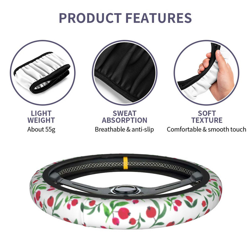 Cherry Fruit Slatka modna navlaka za volan automobila 37-38 Protuklizna Prikladna auto dekoracija Dodaci za interijer