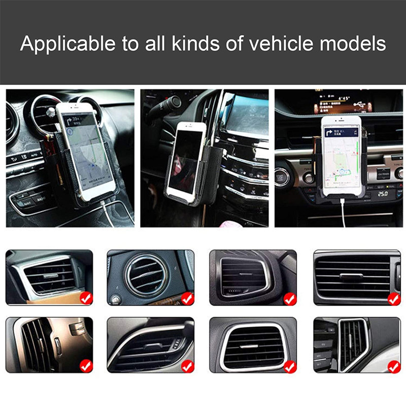 Többfunkciós PU bőr autós levegőkimenet akasztós tárolódoboz mobiltelefon táska járműszervező autó belső dekorációs kiegészítők