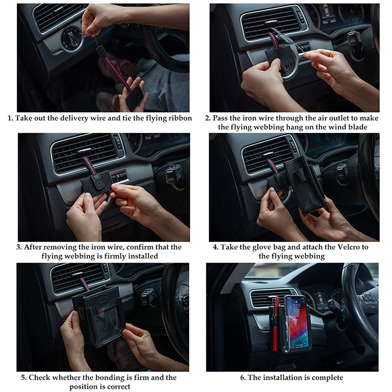 Többfunkciós PU bőr autós levegőkimenet akasztós tárolódoboz mobiltelefon táska járműszervező autó belső dekorációs kiegészítők