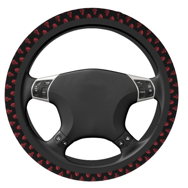 Cool Skull Car Kormánykerék burkolat 37-38 Csúszásgátló piros Elastische autóstílusú belső kiegészítők