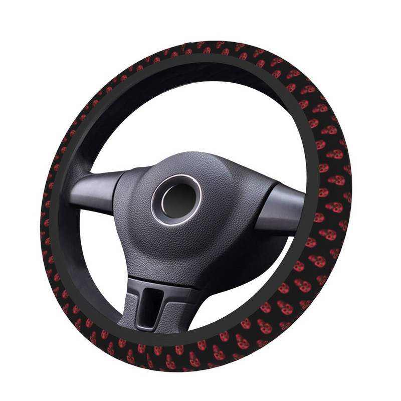 Cool Skull Car Kormánykerék burkolat 37-38 Csúszásgátló piros Elastische autóstílusú belső kiegészítők