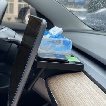 нов автомобилен скрит органайзер за съхранение Магнитен държач за кула Тава за съхранение на кърпички Кутия за кърпички Аксесоари Интериорна декорация за Tesla