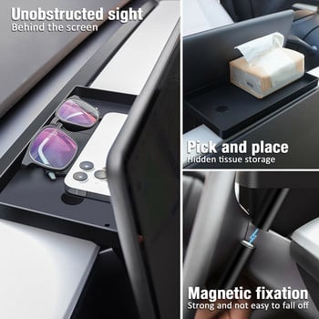 νέο Car Hidden Storage Organizer Μαγνητικός πύργος Δίσκος αποθήκευσης χαρτιού Tissue Box Αξεσουάρ Εσωτερική διακόσμηση για Tesla