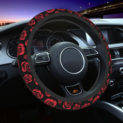 37-38 Капак на волана на автомобила Flower Rose Anti-slip Car-style Elastische Auto Accessories